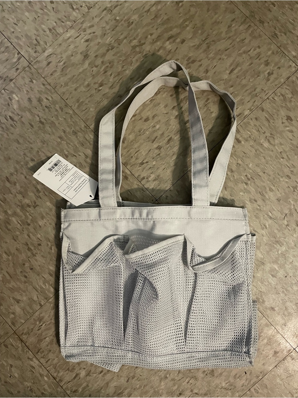 Canvas Mesh Tote Bag in Light Gray - Unbranded
